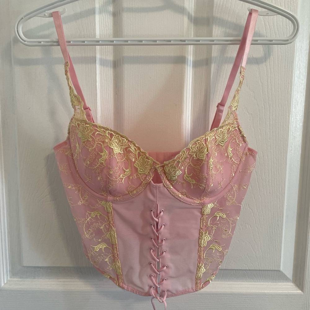 Glassons Pink and Yellow Corset top